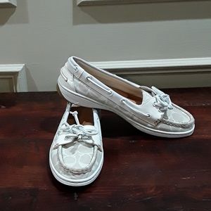 Ladies Cream Coach Richelle Boat Shoes
